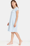 Rosaline Geo Blooms Knit Cotton Knee Length Nightdress - Airy Blue — thumbnail 2